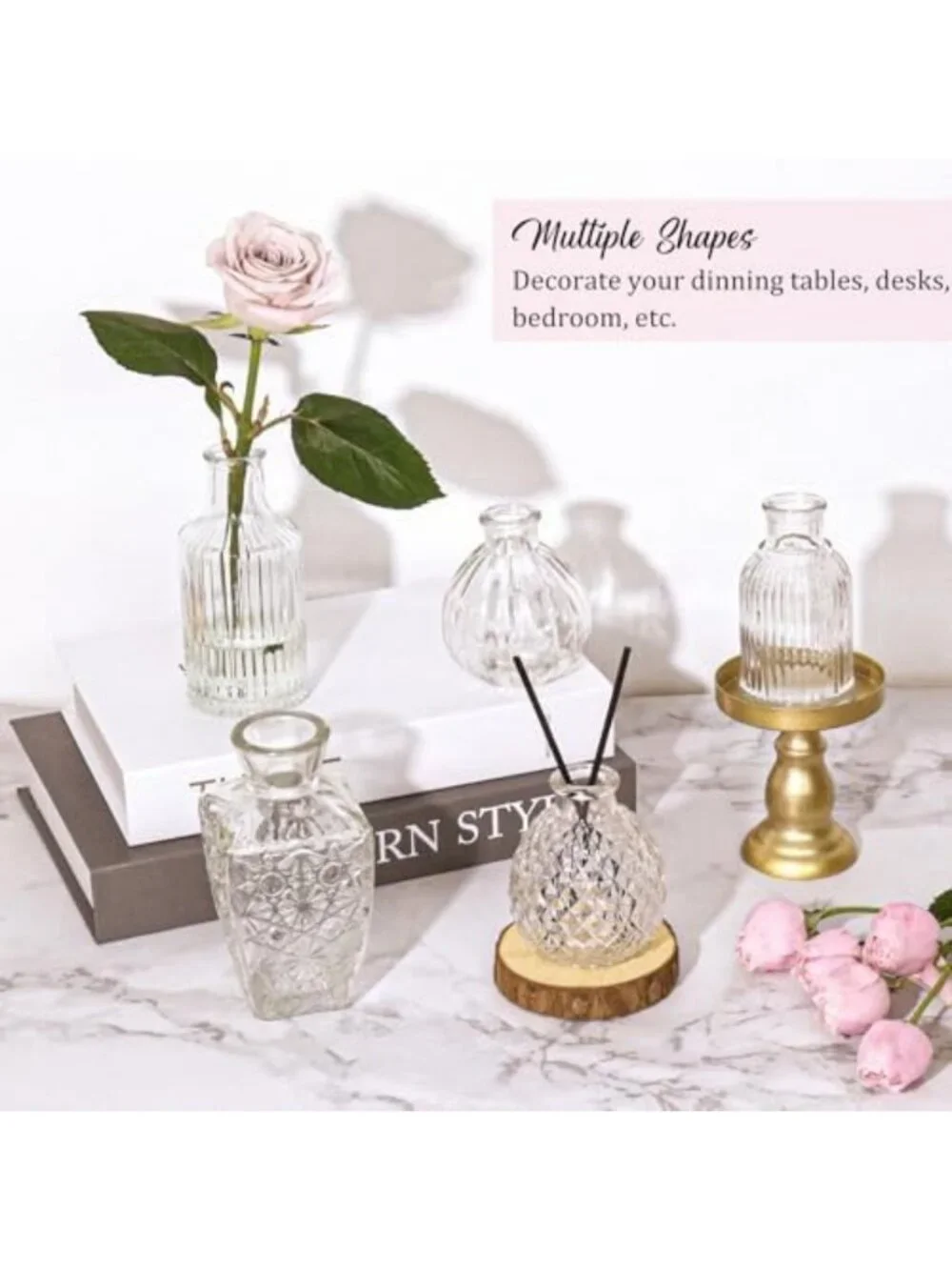 Set of 36 Small Glass Bud Vases for Elegant Centerpieces & Floral Arrangements
